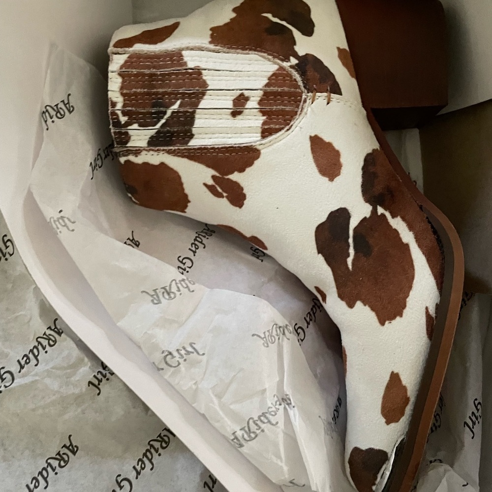New cow print boots.